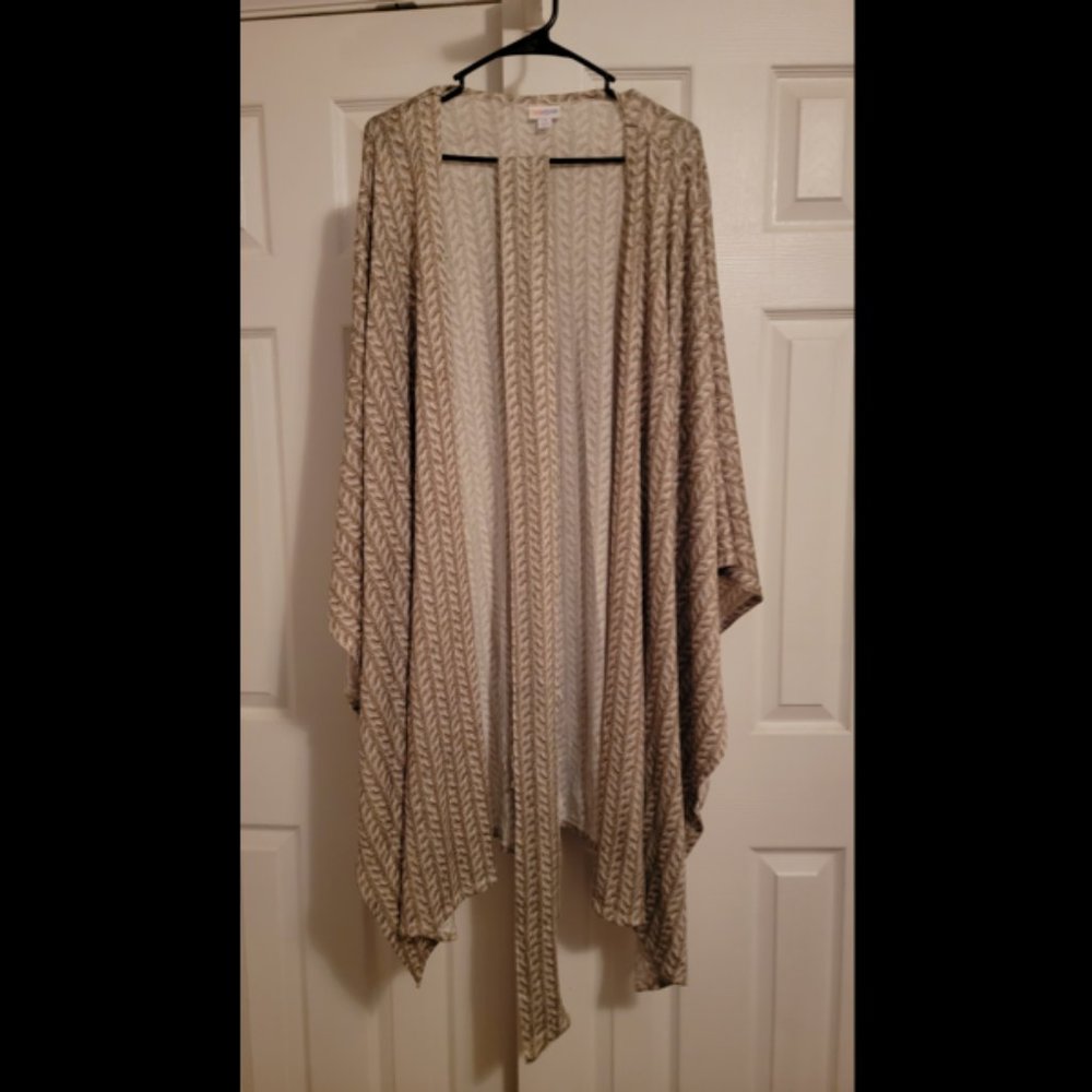 LulaRoe XL Savannah Kaftan  - Brown & White Knit